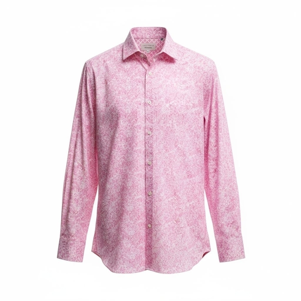 Ted Baker Endurance Pink Stripe & Floral Dress Shirt 100% Cotton 15.5 32/33